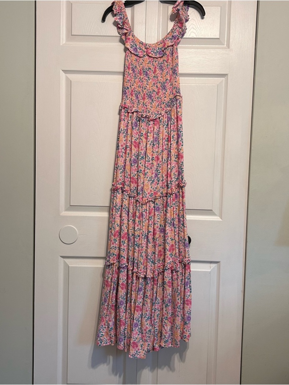 Abel the Label Floral Ruffle Tiered Maxi Dress in Pink - Picture 3 of 3